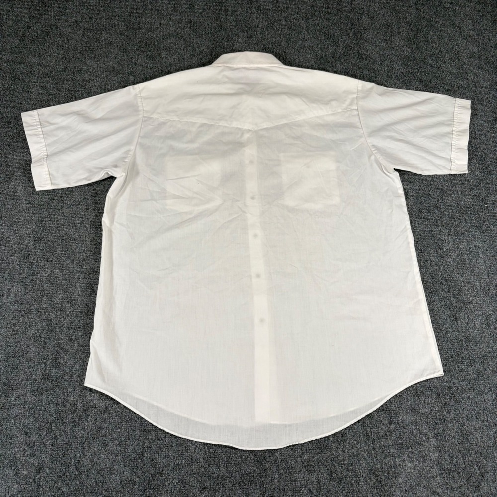 Plains Western Wear Men's Large White Short Sleeve Pearl Snap Button Down Shirt